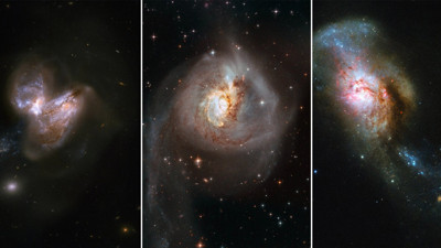 İki galaksi etkileşime girdi. Ortaya muhteşem görüntüler çıktı