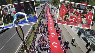 Doğu ve Güneydoğu'da 19 Mayıs coşkusu! 200 metrelik bayrakla yürüdüler...