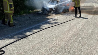 Otomobil ve TIR alev alev yandı