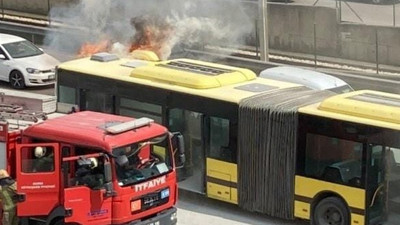 Halk otobüsü alev topuna döndü