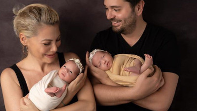 Seray Sever'den ikizleriyle ilk poz! Maşallah biblo gibiler