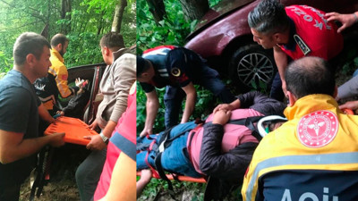 Otomobil ormanlık alana uçtu: 1 yaralı