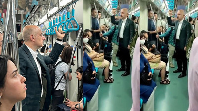 Ulaştırma Bakanı Marmaray'a bindi kimsecikler bilmiyor gibi davrandı. Ama vagonun tamamı biliyordu. Vagonun yarısı görevliydi