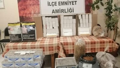 Şüphelenilen araçta kaçak tütün ve malzemeleri ele geçirildi