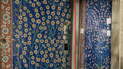 Topkapı Sarayı'nın 500 yıllık Çinilerini matkapla deldiler: Delikleri kağıtla kapattılar