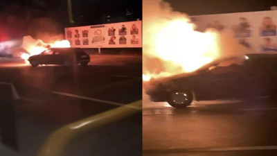 Seyir halindeki otomobil cayır cayır yandı (12 Temmuz 2022)