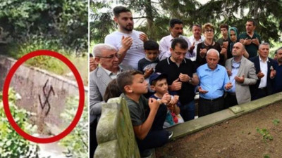 İmamoğlu'nun aile mezarlığına Nazi sembolü çizdiler. Şok tehdit