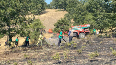 Dursunbey Selimağa mahallesinde çıkan yangın kontrol altına alındı
