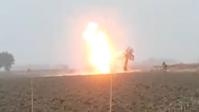 Doğal gaz boru hattına yıldırım düştü