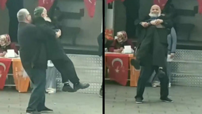 "Laiklik elden gidiyor" diyen dedeyi kucaklanıp havaya kaldırıldığı video gündem oldu