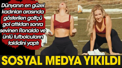 Dünyanın en güzel kadını. Spiranac gol attıktan sonra sevinen Ronaldo ve ünlü futbolcuların taklidini yaptı