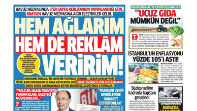 BİM'in açıklamalarından sonra en iyi manşeti Milli Gazete attı. Hem ağlarım hem de yandaşlara reklam yağdırırım