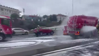 İBB'nin atık yağ taşıma tankerinde korkutan yangın