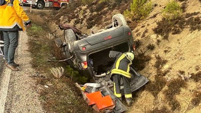 Kontrolden çıkan araç şarampole yuvarlandı: 1 yaralı