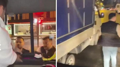 Belediye otobüsünün önünü kesti şoföre saldırdı