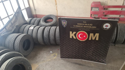 Konya'da kaçakçılık operasyonu: 4 tır lastiği ele geçirildi