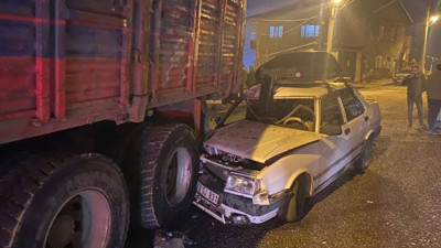 Park halindeki kamyona çarptı