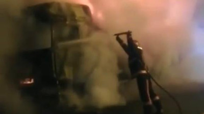 Otoyolda tanker alev aldı