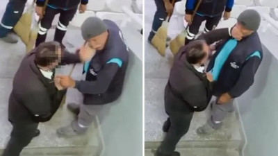 Görev sırasında temizlik işçisine tokat