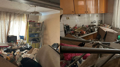 Dairesinden 40 ton çöp çıktı! Kokusu karşı apartmana yayılmıştı