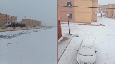 Cezayir’de çöle kar yağdı