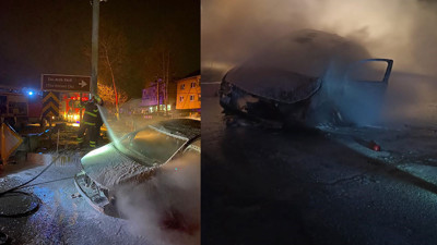 Zonguldak’ta feci kaza. Takla atan araç yandı