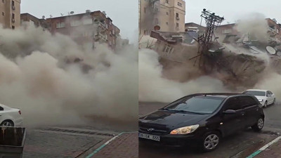 İçinde insan olan bir binanın yıkılma anı kan dondurdu