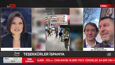 İspanya’dan gelen yardımları koordine eden Mehmet Çelebi yardımseverlerle birlikte tv100’e bağlandı