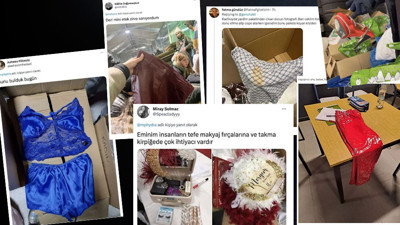 İnsanlığınızdan utanın. Deprem bölgesine yardım diye kirli iç çamaşırı, mayo, abiye, mini etek gönderdiler