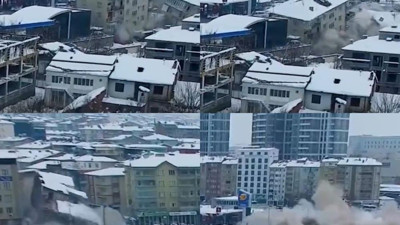 Malatya’da 2. depremde binaların çökmesi havadan kaydedildi