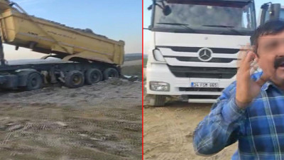 Boş araziye kaçak hafriyat döktü. Bir de tehdit etti