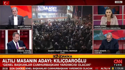 CNN Türk'te 'Millet İttifakı' paniği: Ahmet Hakan, Hande Fırat'ın konuşmasını kesti