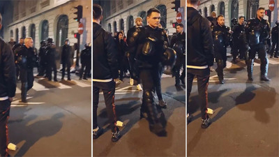 Macron'un yasasına Fransız polisler bile tepki gösterdi: Kasklarını çıkarıp eylemcilerle kol kola yürüdüler