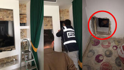 Antalya'da aranan hükümlü, duvardaki gizli bölmede yakalandı