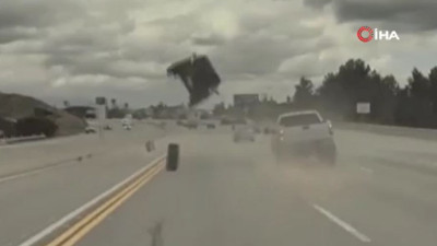 Araçtan fırlayan tekerlek diğer aracı havaya uçurdu