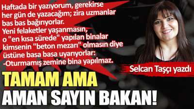 Tamam ama, aman Sayın Bakan!