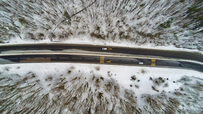 Bolu Dağı'nda kar manzarası havadan görüntülendi
