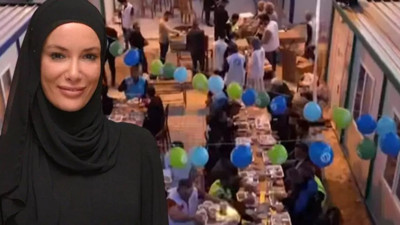 Gamze Özçelik konteyner kentte depremzedeler için iftar verdi