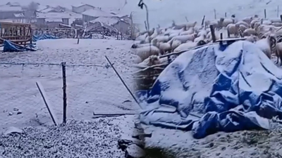 Nisan ayında kar yağdı. Her yer bembeyaz oldu