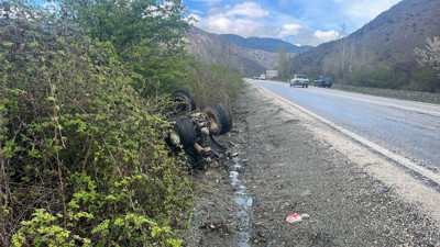 Şarampole devrilen ATV'nin sürücüsü yaralandı