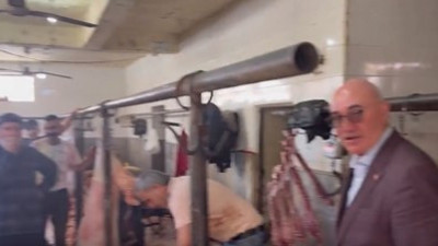 AKP’li belediyenin mezbahasında skandal görüntüler. İşte yedirdikleri kelle paça