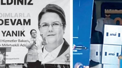 AKP’den AFAD’ın yardım kolileriyle seçim propagandası. Bakanın propaganda aracından çıktı