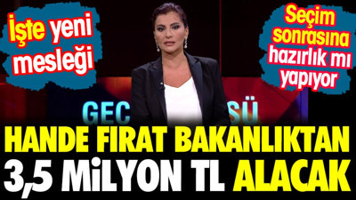 Hande Fırat bakanlıktan 3,5 milyon TL alacak. Yeni mesleği belli oldu
