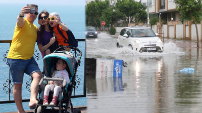 Sağanaktan sonra deniz havasını görenler şaşkınlık yaşadı