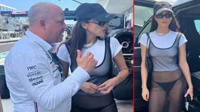 Ünlü modelin 'Formula 1' tarzı uygunsuz bulundu. Görevliler hemen uyardı