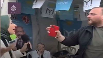 El Cezire’nin Arap muhabiri İYİ Parti standı önünde provokasyon çıkardı. Yakında Türkiye'nin tapusunu isteyecekler