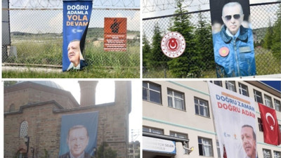 Camiler okullar derken Erdoğan’ın afişleri kışlaya da girdi