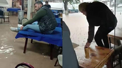 Sele kahvehanede yakalandılar, masa ve sandalyelerin üzerine çıktılar