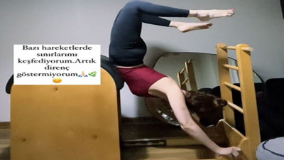 Mine Tugay'dan zor hareketler sergilediği spor videosu