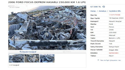 Paramparça olmuş arabayı 67 bin liradan satışa koydu